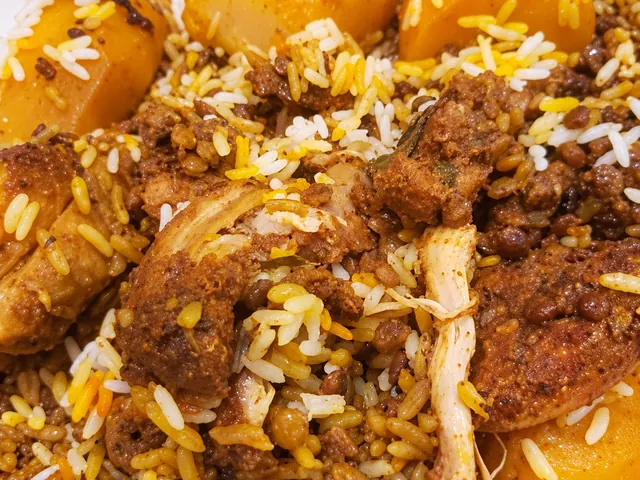 Biryani with rice and potatoes