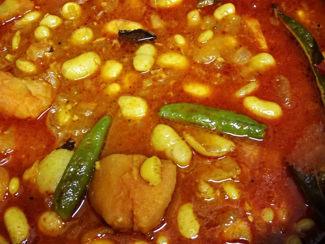 Broad bean curry in a pot