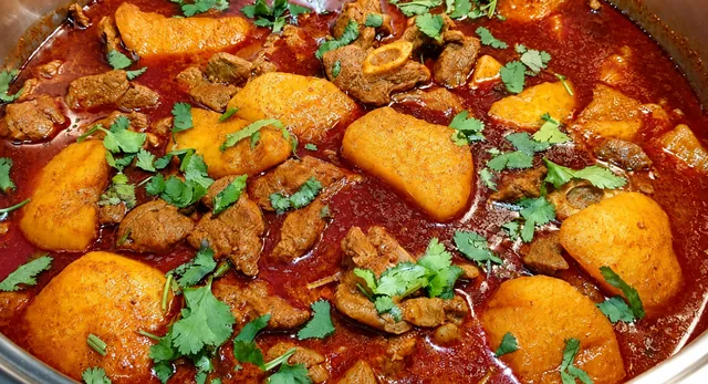 Durban mutton curry and potatoes made with all-in-one masala