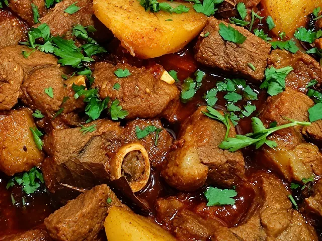 Durban mutton curry with potatoes and fresh herbs