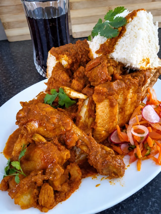 Irene’s chicken bunny chow with carrot salad