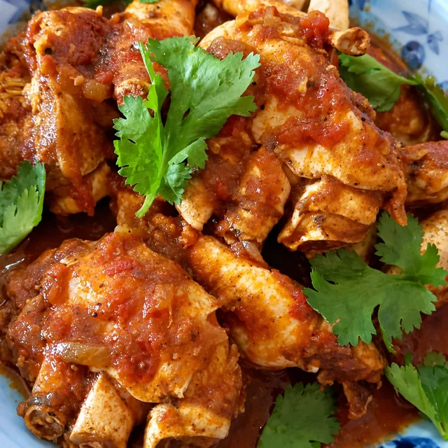 Jennifer’s crab curry garnished with fresh herbs