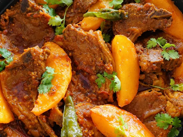 Lamb chops chutney with potato wedges
