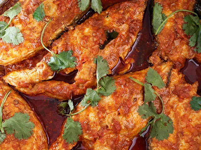 Mrs Moodley’s fish curry in a pan