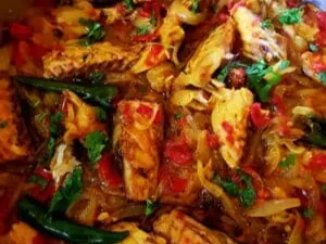Durban middlecut fish curry with fresh herbs