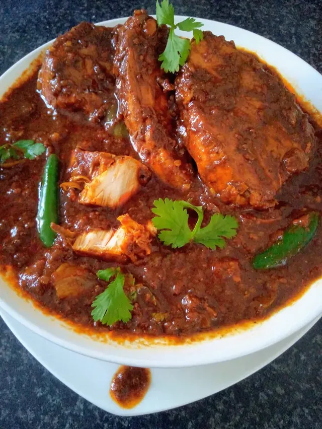 Irene Enoch’s fish curry on a plate