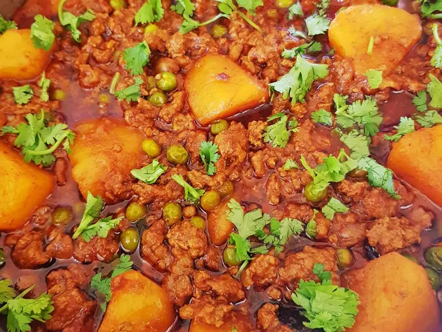Curried Mutton Mince with Peas & Potatoes