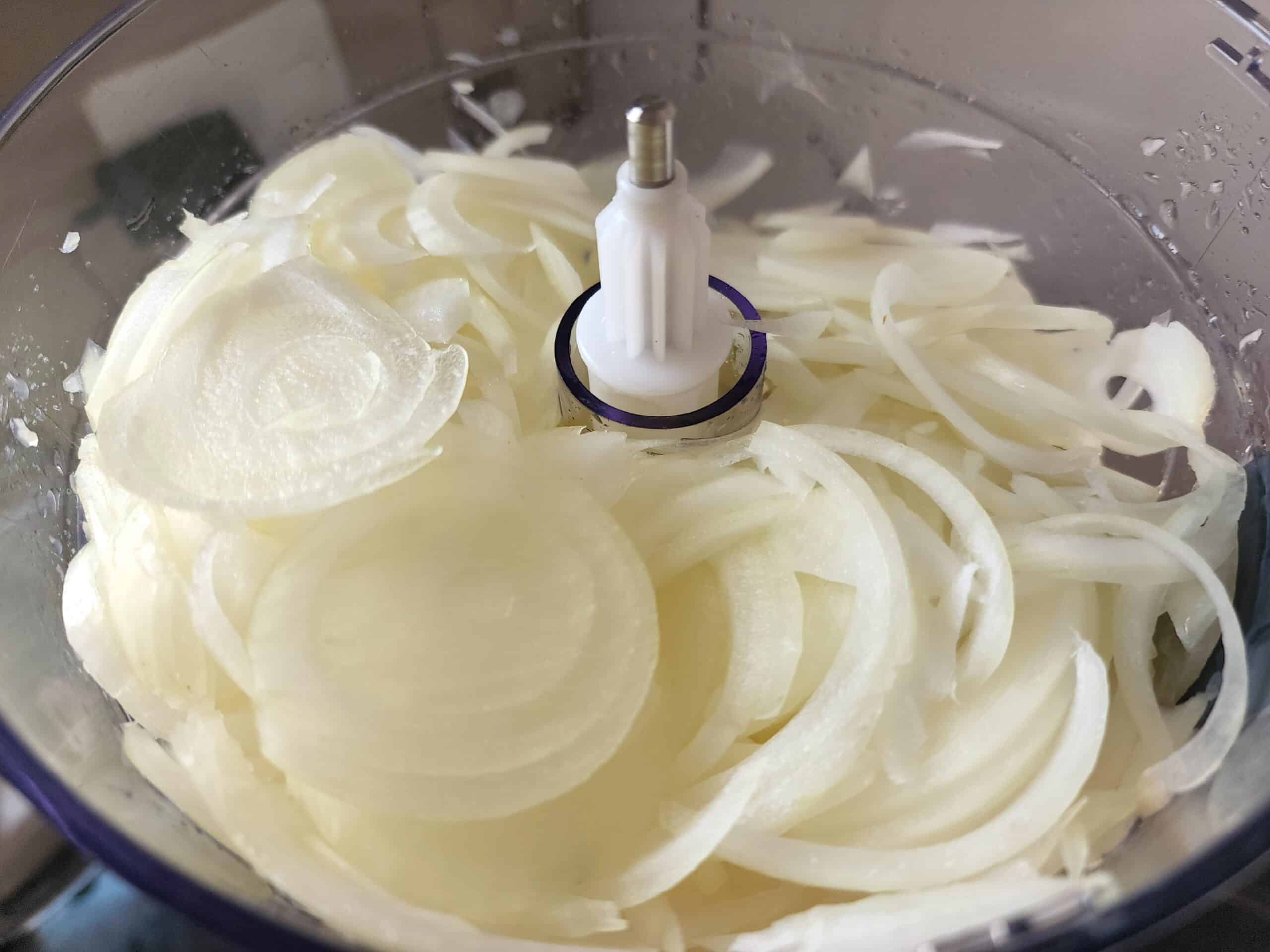 slicing onions for breyani